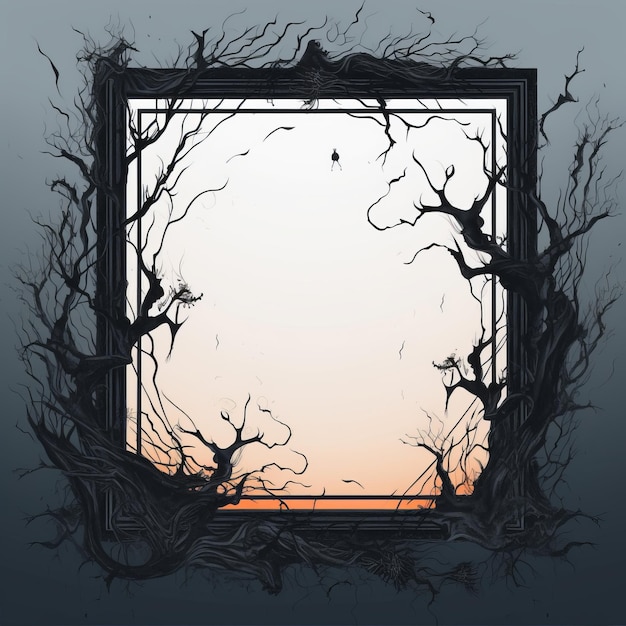 Een illustratie van een frame met een boom erin
