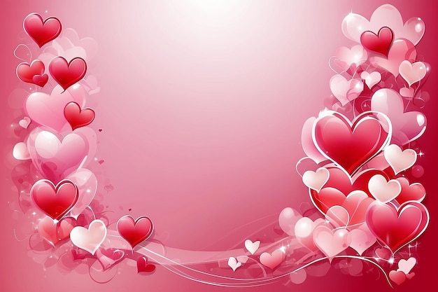 Een illustratie van een gemengde valentijnsdag achtergrond met doorzichtige harten