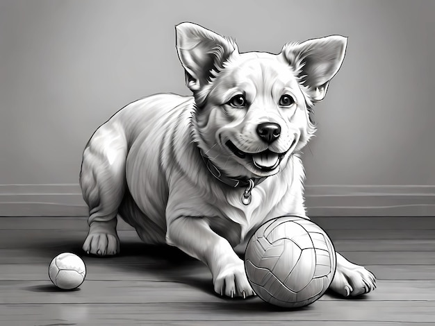 een illustratie van een handgemaakte hond om in te kleuren