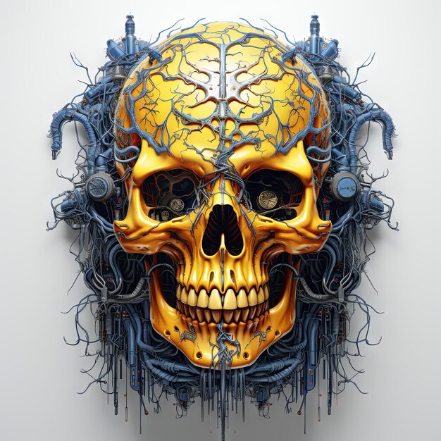 Een illustratie van een ontwerp van de schedelkunst