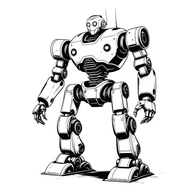 Een illustratie van een robot op een witte achtergrond