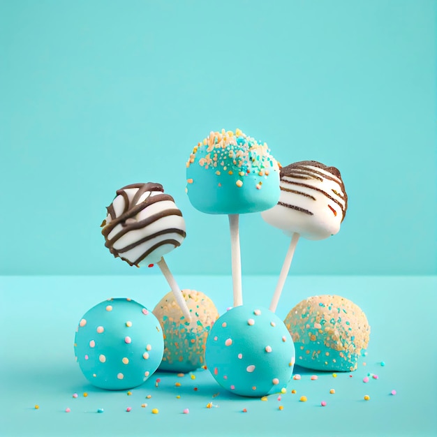 Een illustratie van een set levendige en heerlijke snoeplollies in verschillende kleuren, perfect voor zoetekauwen en mensen die van fel houden, waarbij elke lolly een unieke en eye-cat heeft