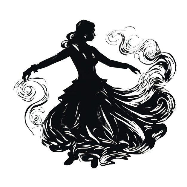 Een illustratie van een silouette van een vrouw Dancin