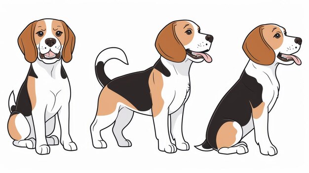 Een illustratie van een speelse beagle in levendige actie