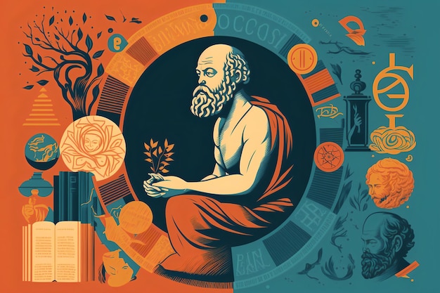 Foto een illustratie van socrates de oude griekse filosoof