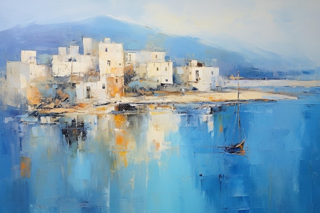 Een impressionistisch reizend schilderachtig kustplaatsje aan de Middellandse Zee