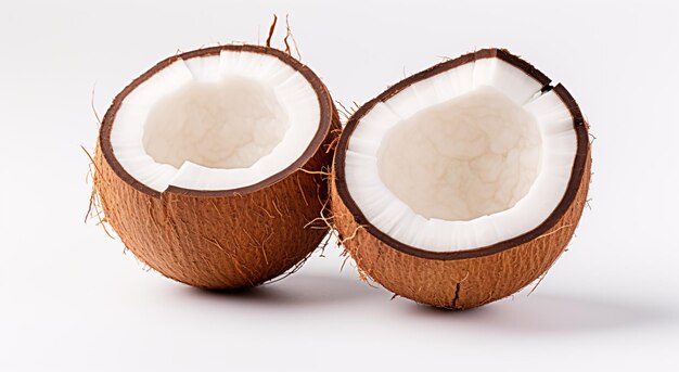 een in tweeën gesneden kokosnoot