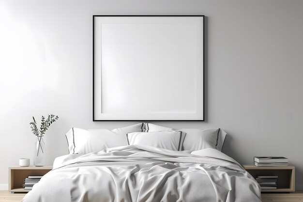 Foto een ingelijste foto die aan een muur hangt met een wit frame