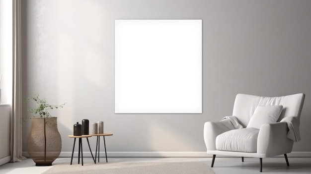 Een ingelijste foto die aan een muur hangt met een wit frame.