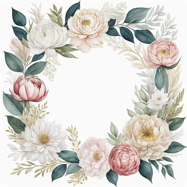 Een ingelijste illustratie van bloemen en bladeren met de woorden "bloemen".