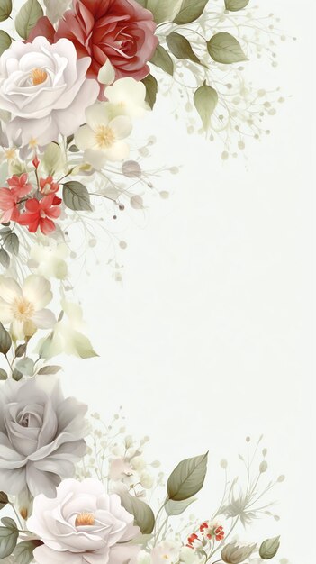 Foto een ingelijste print van bloemen met een witte achtergrond.