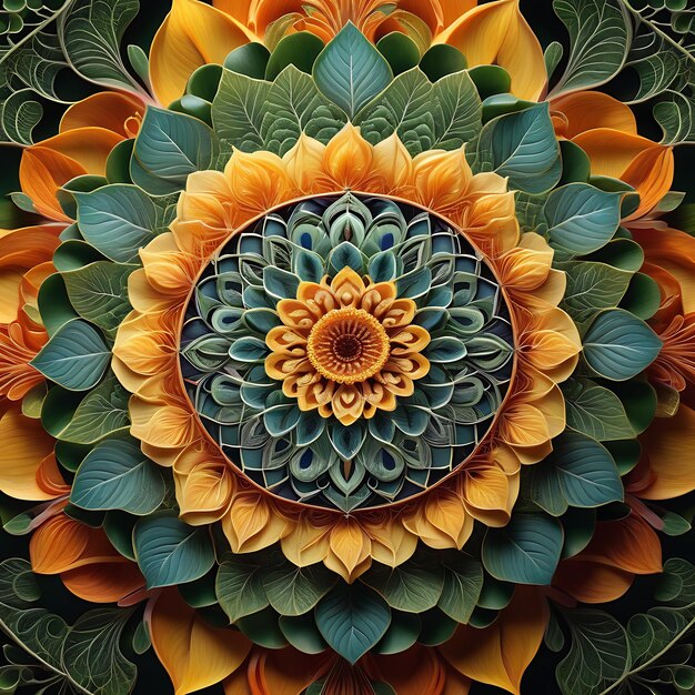 Een ingewikkeld mandala-ontwerp geïnspireerd door de schoonheid van de natuur 1