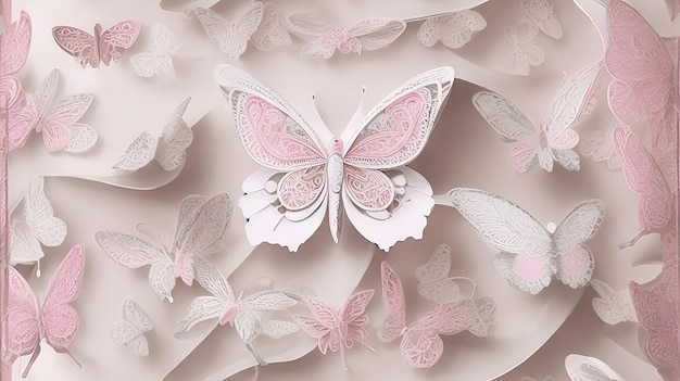 Een ingewikkelde quilled papier kunststijl illustratie vlinder