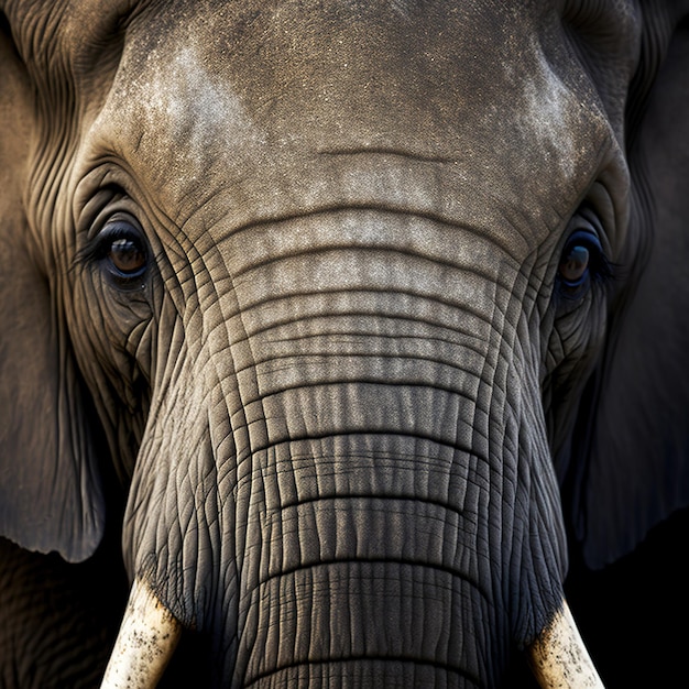 Een ingezoomd close-up beeld van een Afrikaanse geïsoleerde olifant