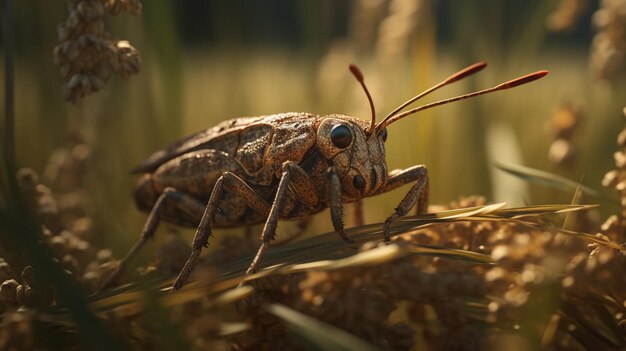 Een insect in een veld met het woord insect erop.