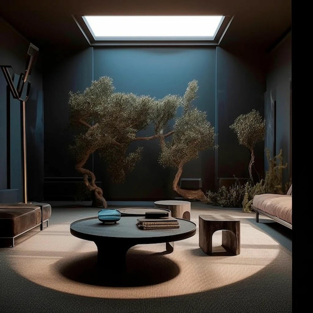 Foto een inspiratie voor het maken van een huis dat opgaat in de natuur een inspiratie voor een moderne kamer