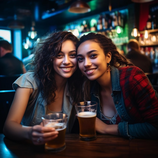 Een internationale bierdag twee vrouwelijke beste vrienden