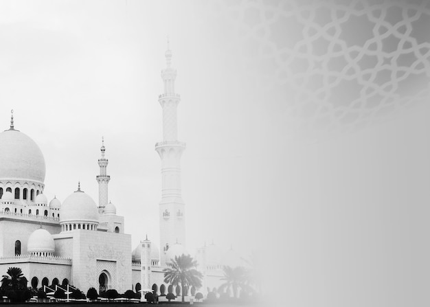 Een islamitische achtergrond voor een moskee in grijs een achtergrond voor Ramadan Social media posts