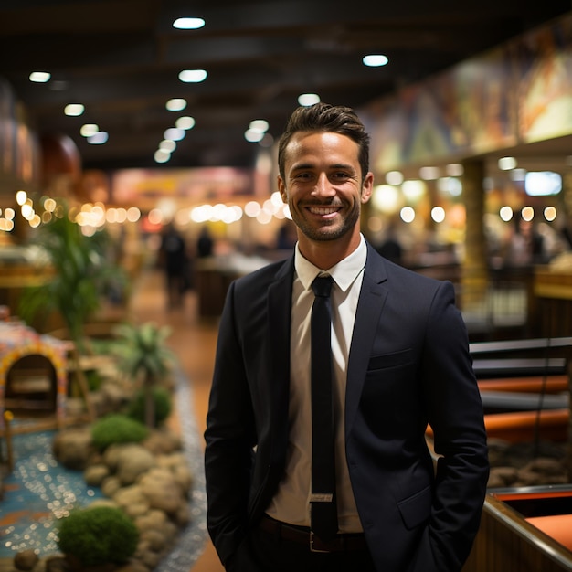 een jachthavenfinanciënbroer op een indoor minigolfbaan