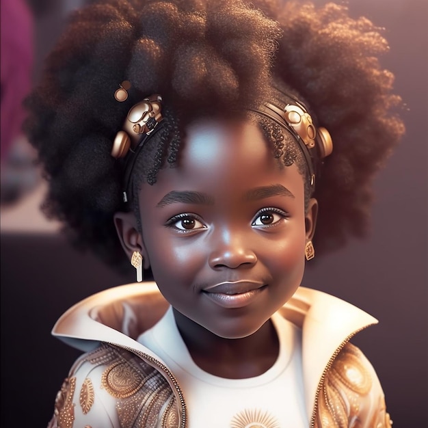 Een jong meisje met een afrokapsel