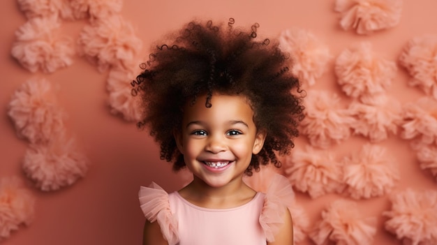 Een jong meisje met een roze achtergrond