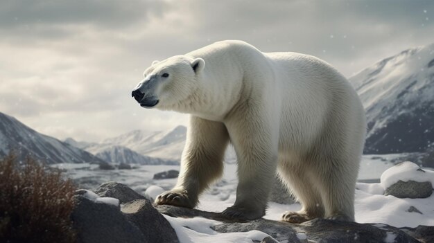 Een jonge mannelijke ijsbeer Ursus maritimus op een ijsschots