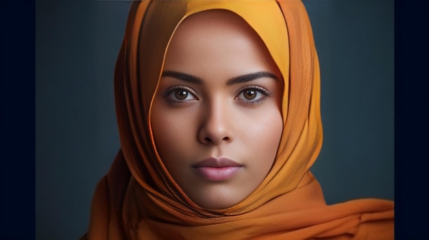 Een jonge vrouw in een hijab houdt een geschenkdoos in handen