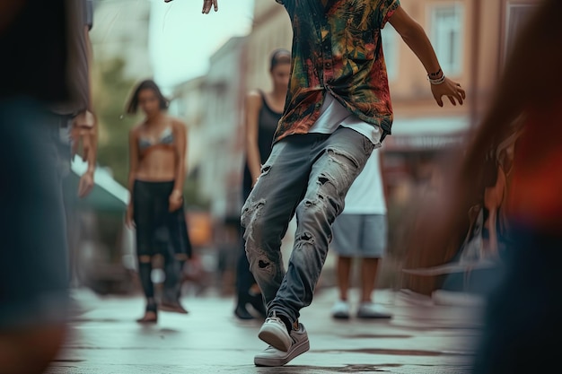 Foto een jongen doet een truc op een skateboard