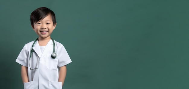 Een jongen in doktersuniform staat voor een bord waarop staat 'ik ben verpleegster'