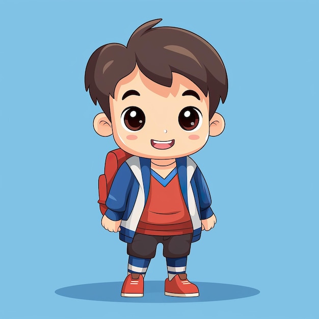 Een jongen platte cartoon personage illustratie