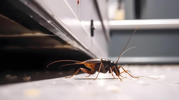 Een kakkerlak wordt achtervolgd door een mes.