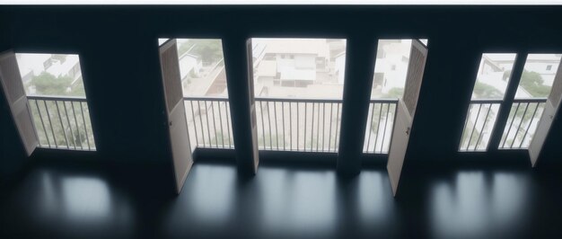 Een kamer met drie ramen