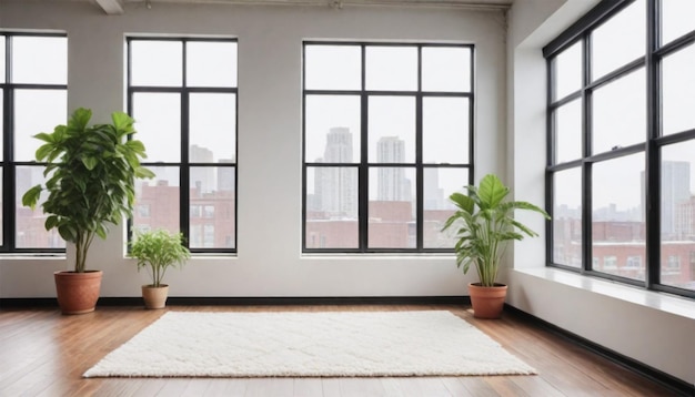 Foto een kamer met een plant en potplanten