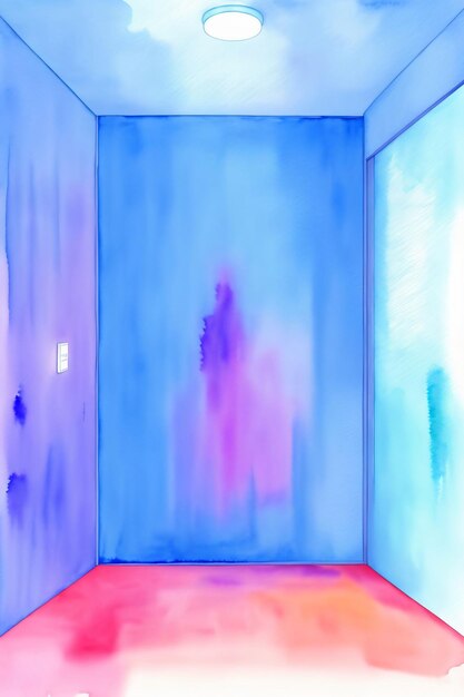 Een Kamer Met Een Rode Vloer En Een Blauwe Muur