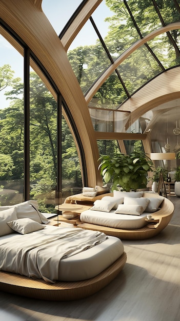 een kamer met uitzicht op het bos