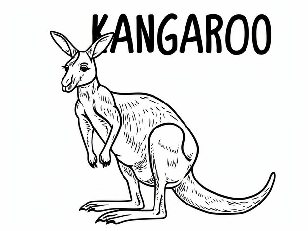 Foto een kangoeroe kleurpagina voor kinderen met de tekst kangaroo