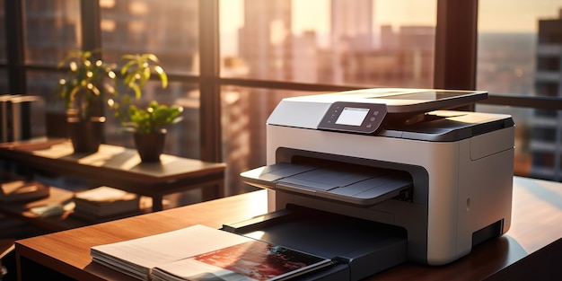 Een kantoorprinter tussen documenten en productiviteitstools