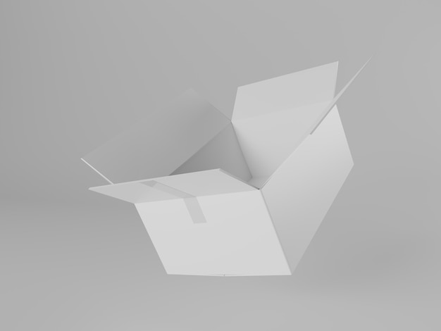 Een kartonnen open witte kleur met 3d illustratie