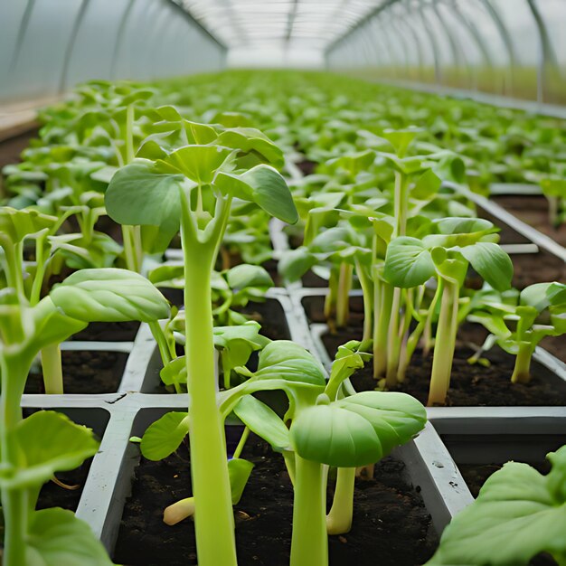 een kas met een bos planten erin