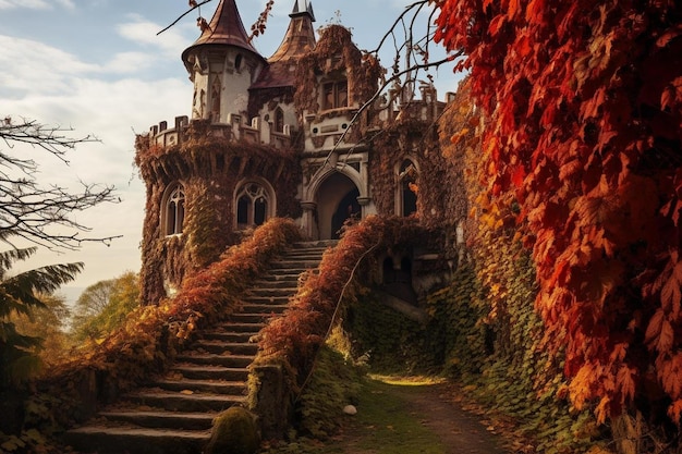 Foto een kasteel in de herfst