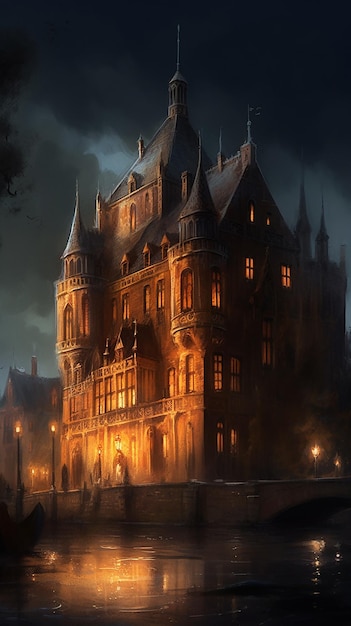 Een kasteel in het donker