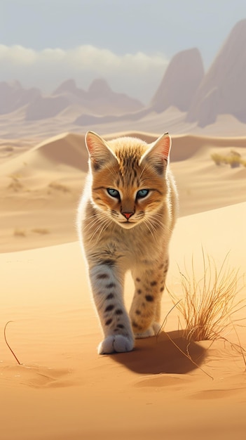 Een kat in de woestijn