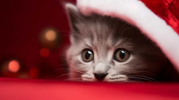 Een kat in een kerstmuts