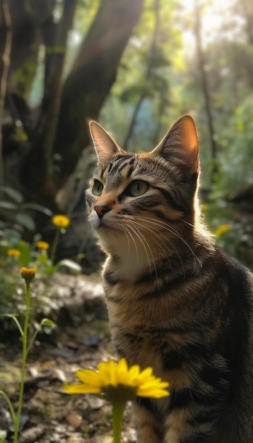 Een kat in het bos