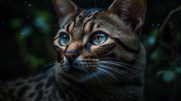 Een kat met blauwe ogen kijkt naar de camera.