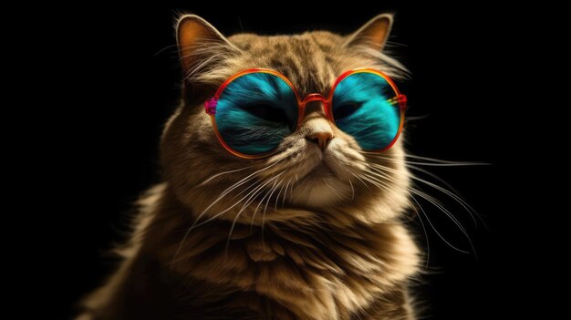 Een kat met blauwe zonnebril Generatieve AI