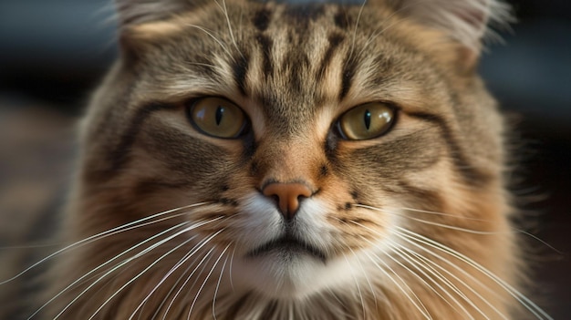 Een kat met een bruin gezicht en groene ogen