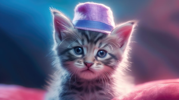 Een kat met een hoed op