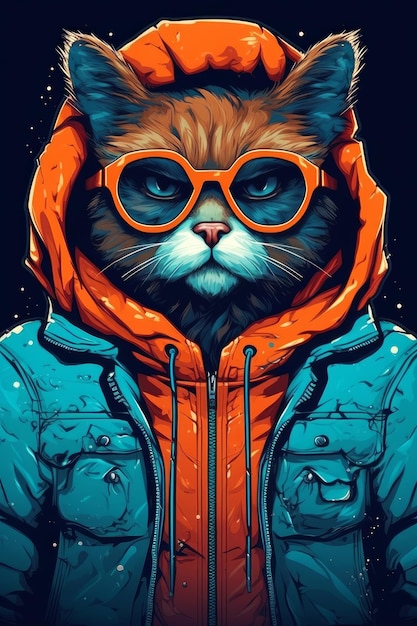 Een kat met een hoodie waar 'kat' op staat