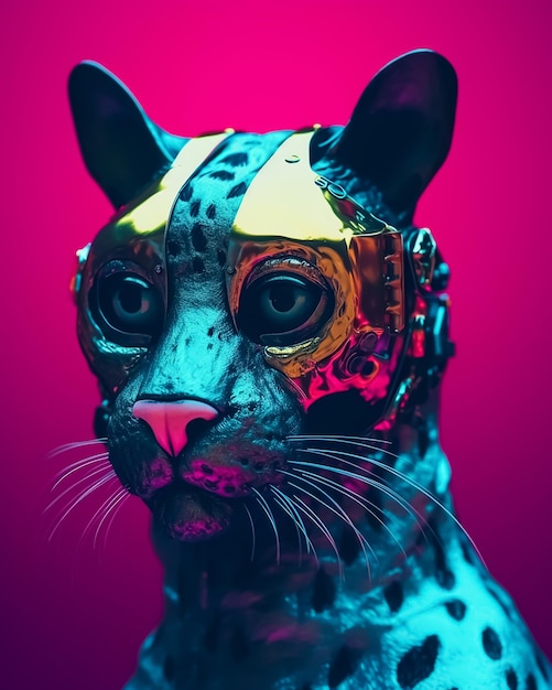 Een kat met een masker erop